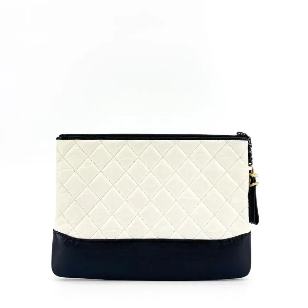 Chanel Gabrielle O-Case Pouch Medium Black White
